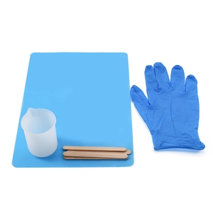 Σετ εργαλείων DIY για ρητίνη με χαλάκι σιλικόνης, δοσομετρητή, αναδευτήρες και μπλε γάντια
