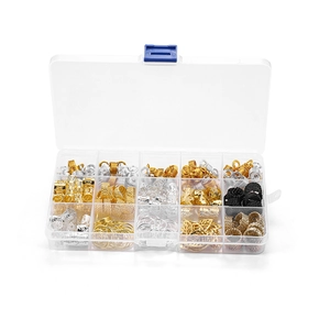 15-grid organizer box with colorful metal dreadlock beads and hair jewelry accessories