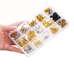 DIY dreadlock hair jewelry kit with gold silver metal rings in 15-grid storage box