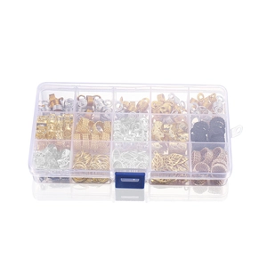15-grid box set of gold and silver dreadlock hair rings and metal braid jewelry accessories