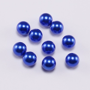 Deep blue round ABS faux pearls with metallic luster for DIY jewelry making and crafts