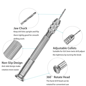 Manual pin vise hand drill with 0.8-3mm drill bits for DIY crafts and jewelry making