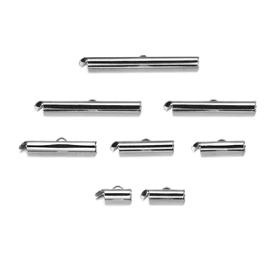 Silberne Metall-Schiebeverschluss-Endkappen in verschiedenen Größen für DIY-Schmuck
