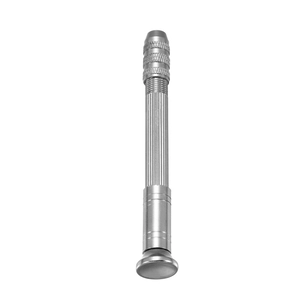 Macro view of precision hand twist drill with non-slip texture and adjustable metal chuck