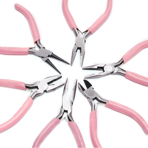 Professional 6-piece pink jewelry tool kit with precision pliers for DIY crafting