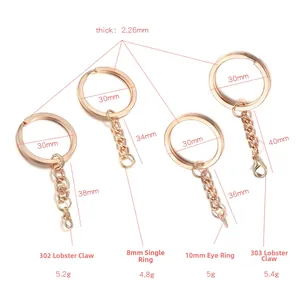 Set portachiavi oro rosa 28mm con moschettoni e ganci a vite per ciondoli fai-da-te