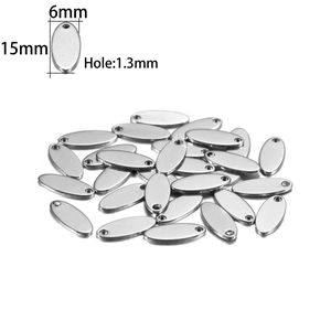 Detailed view of 15x6mm oval stainless steel pendants with hole size for jewelry DIY