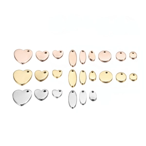 304 Stainless Steel DIY Pendants Round Heart Oval Teardrop Charms For Jewelry Making Mirror Polished Metal Tags Accessories