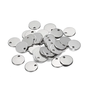 Polished stainless steel round blank pendant tags with pre-drilled holes for DIY jewelry