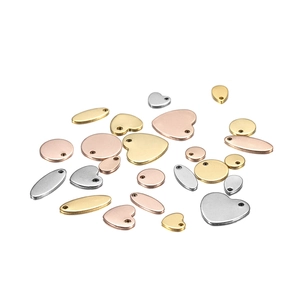 DIY stainless steel pendants in heart, round and oval shapes in gold, silver and rose gold