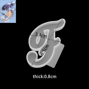 Detail of 26 lowercase alphabet silicone mold for resin DIY with size measurements