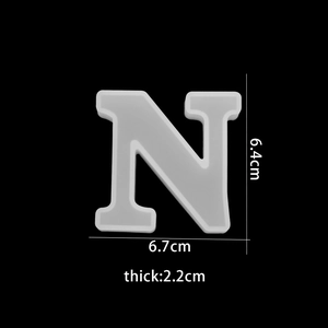 Detailed dimensions of letter N silicone mold for DIY resin crafts and jewelry