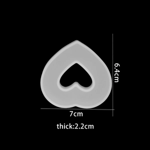 Detailed size view of heart shaped silicone mold for DIY resin crafts 7cm x 6.4cm