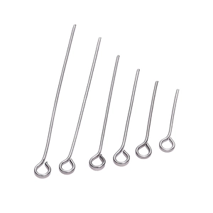 Polished stainless steel eye pins in six different sizes for DIY jewelry making