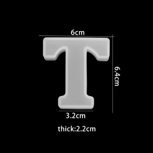 Detailed size specifications for T-shaped alphabet silicone mold for resin DIY crafts