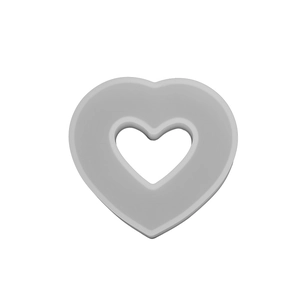 Macro shot of grey heart-shaped silicone mold with hollow center for DIY resin crafts