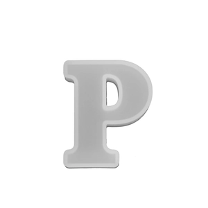 Close-up of flexible silicone mold for crafting uppercase letter P resin crafts