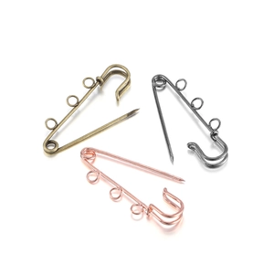 DIY metal safety pins with 3 hanging loops in bronze, gun black, and rose gold finish