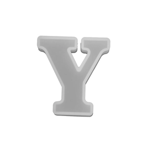 Detailed macro view of a 3D translucent uppercase letter Y silicone resin mold for DIY