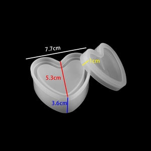 Dimensions détaillées du moule en silicone pour boîte de rangement en cœur avec couvercle
