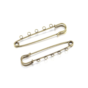 Bronze 5-loop safety pin brooch diy jewelry accessory for coats in vintage metal finish
