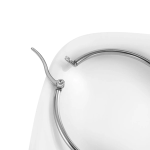 Polished silver stainless steel large hoop earring with secure pin closure mechanism
