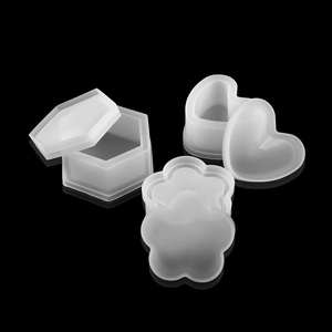 Kit de moules en silicone pour boîtes de rangement hexagonales cœur et fleur avec couvercles