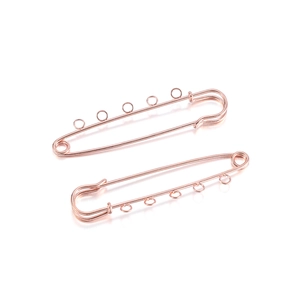 Rose gold safety pin with five loops for DIY jewelry making and brooch accessories
