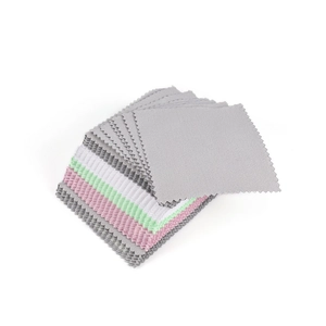 Square microfiber polishing cloth set for jewelry and glasses cleaning in pastel colors