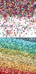 Vista macro di graniglia di vetro colorato per arte in resina fai-da-te e decoro