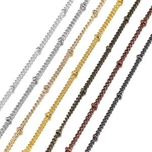 DIY bead chain jewelry accessories in silver gold bronze and gun black metal finishes