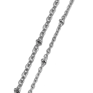 Polished silver metal curb chain with beaded knot accents for DIY body jewelry making