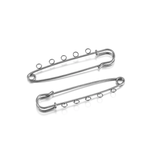 Silver metal safety pins with five loops for DIY jewelry and brooch accessories