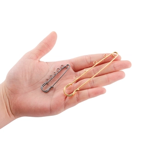Large gold and black safety pins with multi-loop connectors for DIY jewelry making
