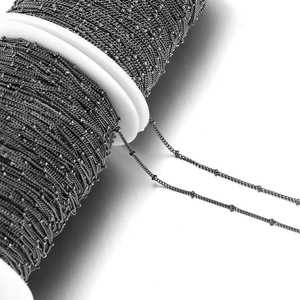 Dark nickel bead satellite chain on white spool for DIY jewelry making accessories