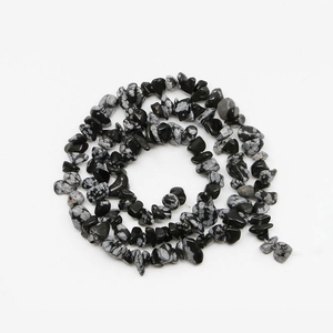 16-inch strand of natural 5-8mm irregular snowflake obsidian stone beads for DIY jewelry