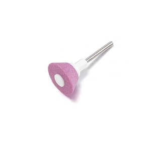 Detail of pink conical nail drill bit for precision grinding and professional polishing
