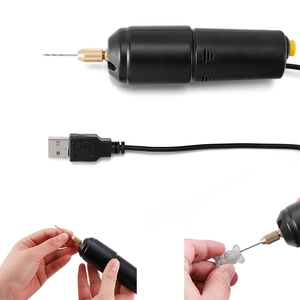 Detailed view of the USB mini electric drill being used for precise jewelry DIY drilling