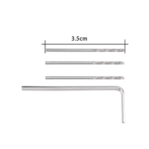 Detailed set of three 3.5cm twist drill bits and L-wrench tool accessories for mini electric drills