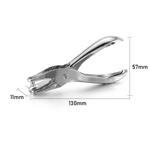 Silver metal single hole puncher with manual plier design for notebooks and paper crafts