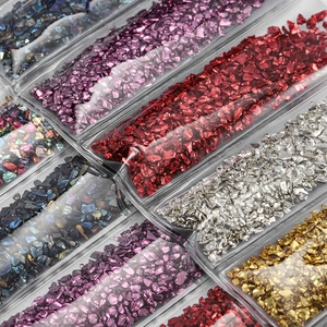 Macro shot of assorted AB crushed glass sands for DIY resin art and nail decoration