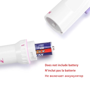 Detail view of the battery compartment in a white portable electric resin mixer tool