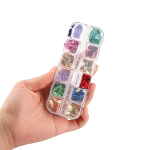 12-color metallic foil flake set in numbered storage box for nail art and resin crafts