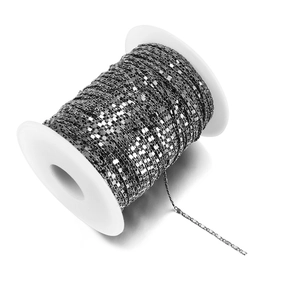 1.6mm gunmetal curb chain on white plastic spool for DIY jewelry and body chain crafting