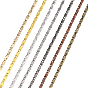 Electroplated Copper Flattened Oval Link Chain For DIY Jewelry Making Bulk Accessory For Waist Body Hand Leg Chains Material