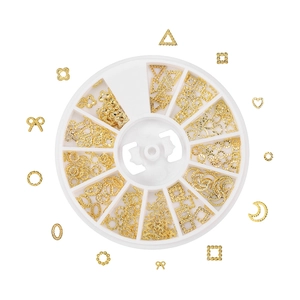 DIY Nail Art Golden Metal Patches Mixed Shapes Star Moon Heart Shell Resin Filling For Phone Case Decoration Women Jewelry Making Set