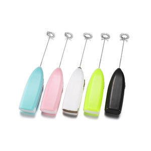 Handheld electric milk frother in five colors with stainless steel spring whisk head