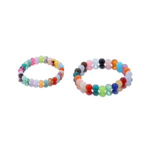 Close-up of colorful acrylic amber-like round beads for DIY bracelet jewelry making