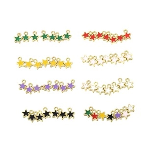 Pendentifs étoiles colorés avec anneaux dorés pour création de bijoux DIY et porte-clés