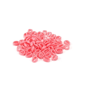 Close-up of pink acrylic oval link connectors for DIY jewelry and glasses chains